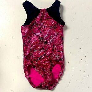Snowflake Designs Pink Metallic Paint Splatter Leotard Breast Cancer Month Small